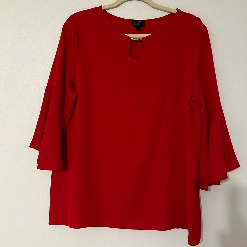 Large Red Bell Sleeve Blouse